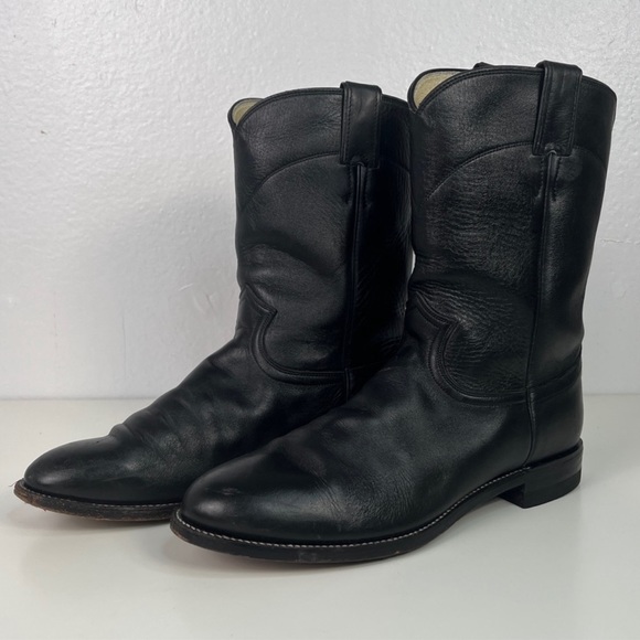 Justin Roper Men's Cowboy Boots Size 8 1/2D Black - Picture 9 of 9